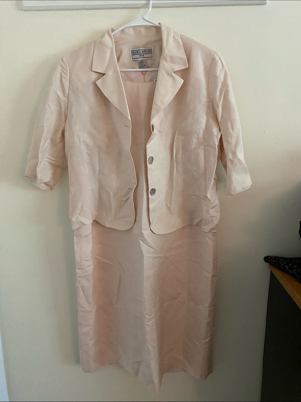 Vintage 80s Jessica Howard Pale Blush Pink Midi Dress with Matching Jacket